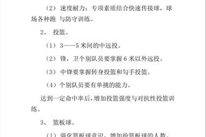 小学篮球训练计划大纲怎么写